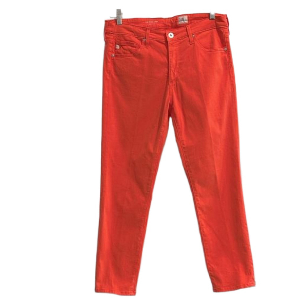 AG Adriano GoldSchmied The Prima Crop Cigarette Crop in Coral/Orange, Size 29